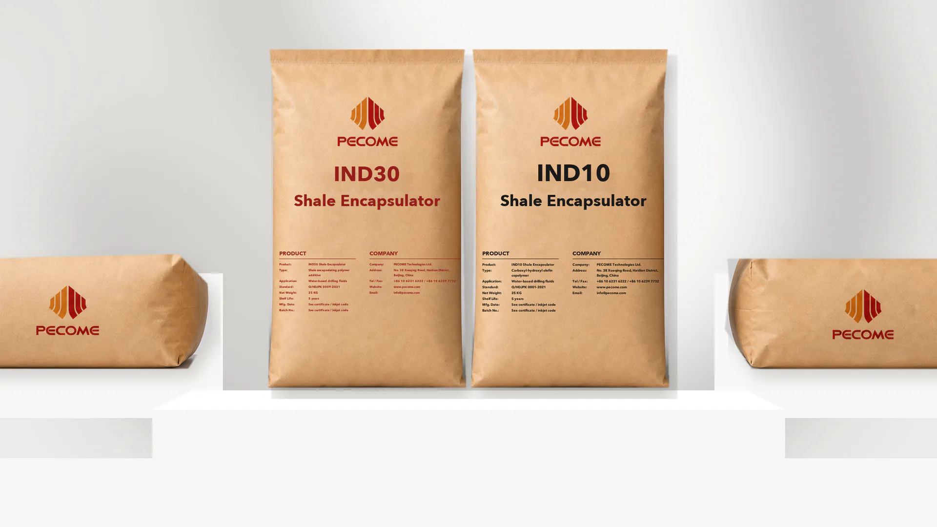 IND30 natural-polymer and IND10 shale-encapsulator packaging pair