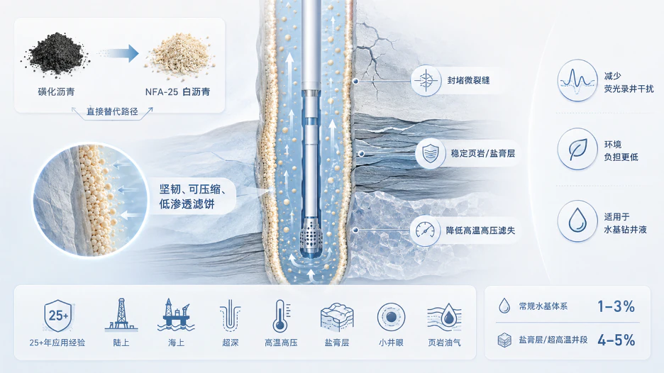 NFA-25 无荧光白沥青代替磺化沥青的井壁稳定机理