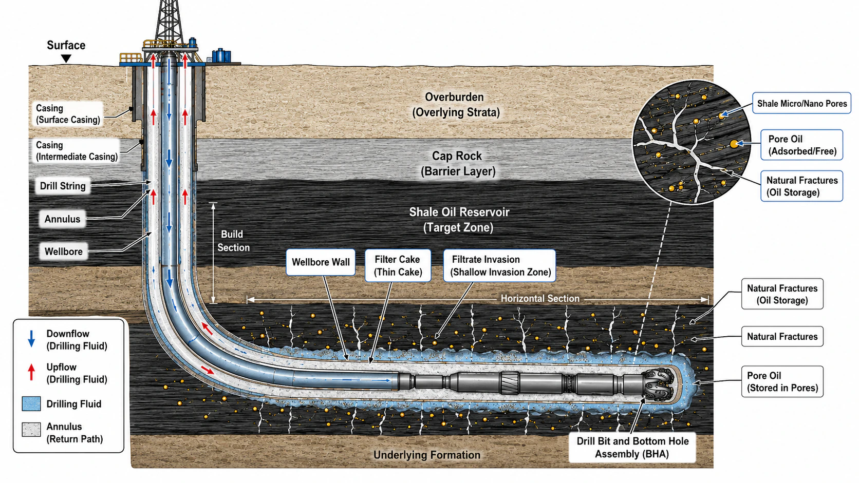 Weigh organic-salt shale oil drilling fluid formation schematic