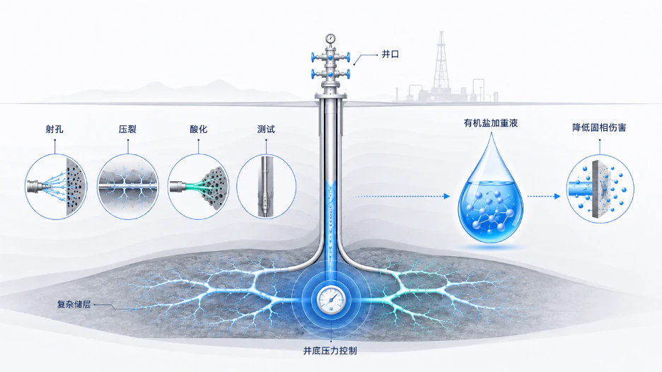 有机盐加重增产改造技术的井底压力控制与降低固相伤害机理