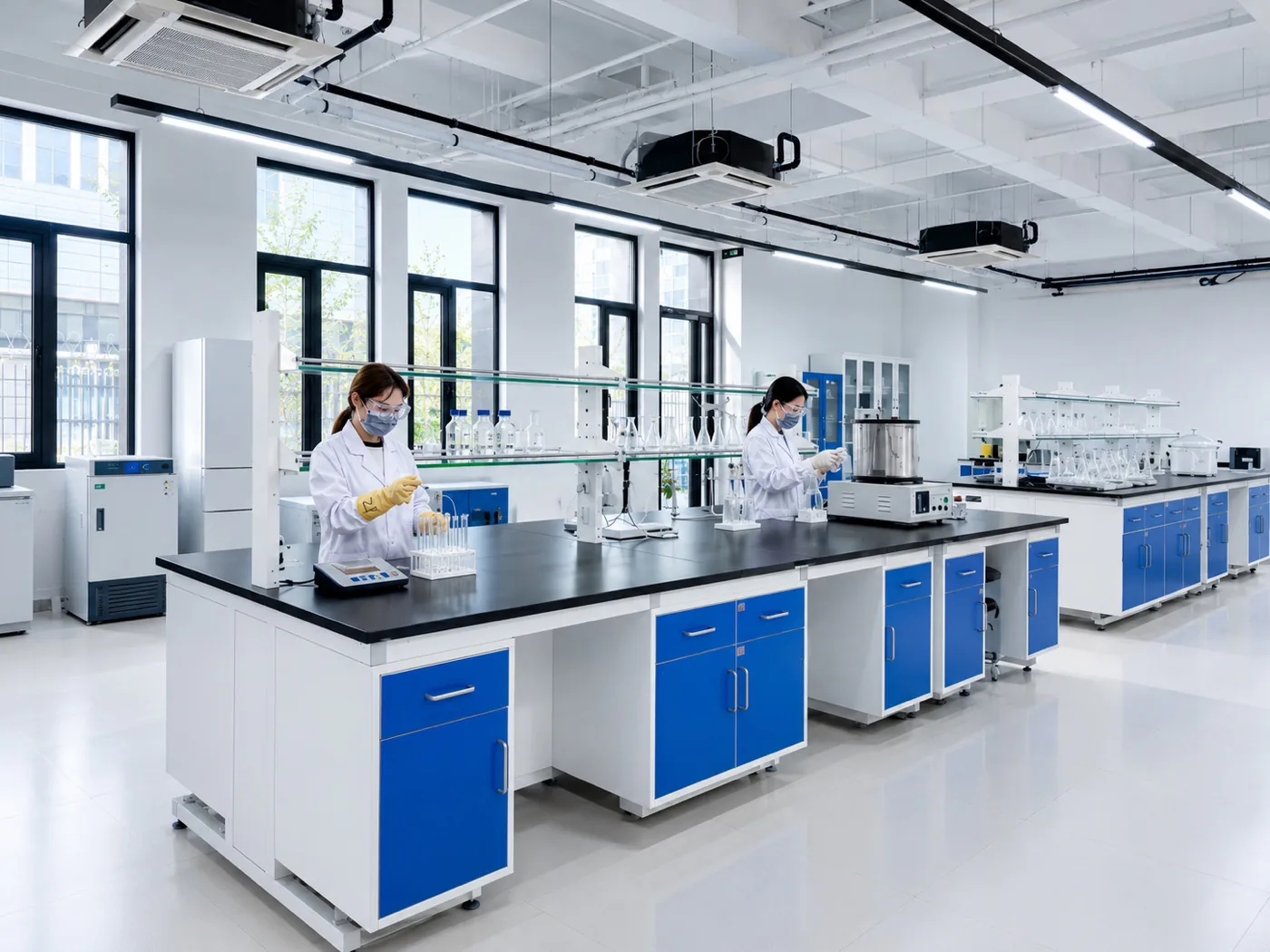 Researchers conducting laboratory validation